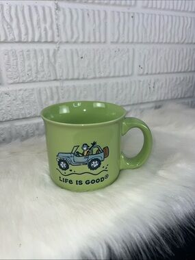 Life Is Good Lime Green Ceramic Mug with Navy Script